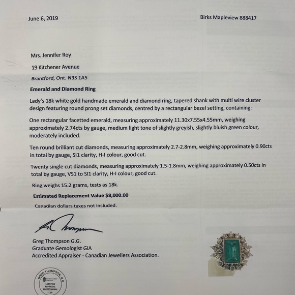 Women’s Vintage Emerald and Diamond Cluster Ring - Picture 6 of 7